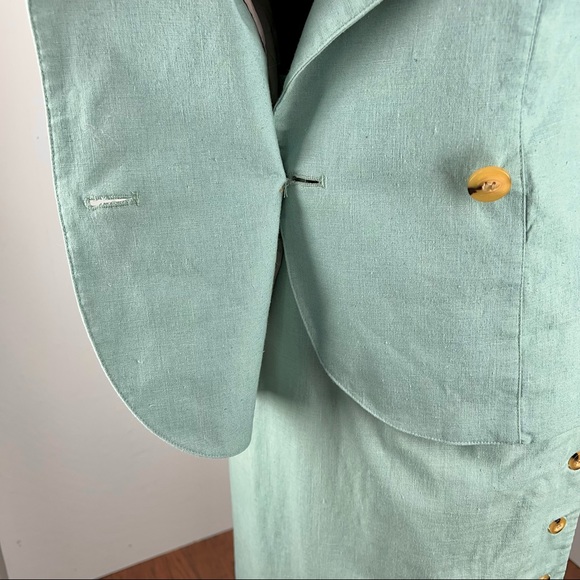 Vintage Linen Suit Mint Green Size 8 - Picture 10 of 13